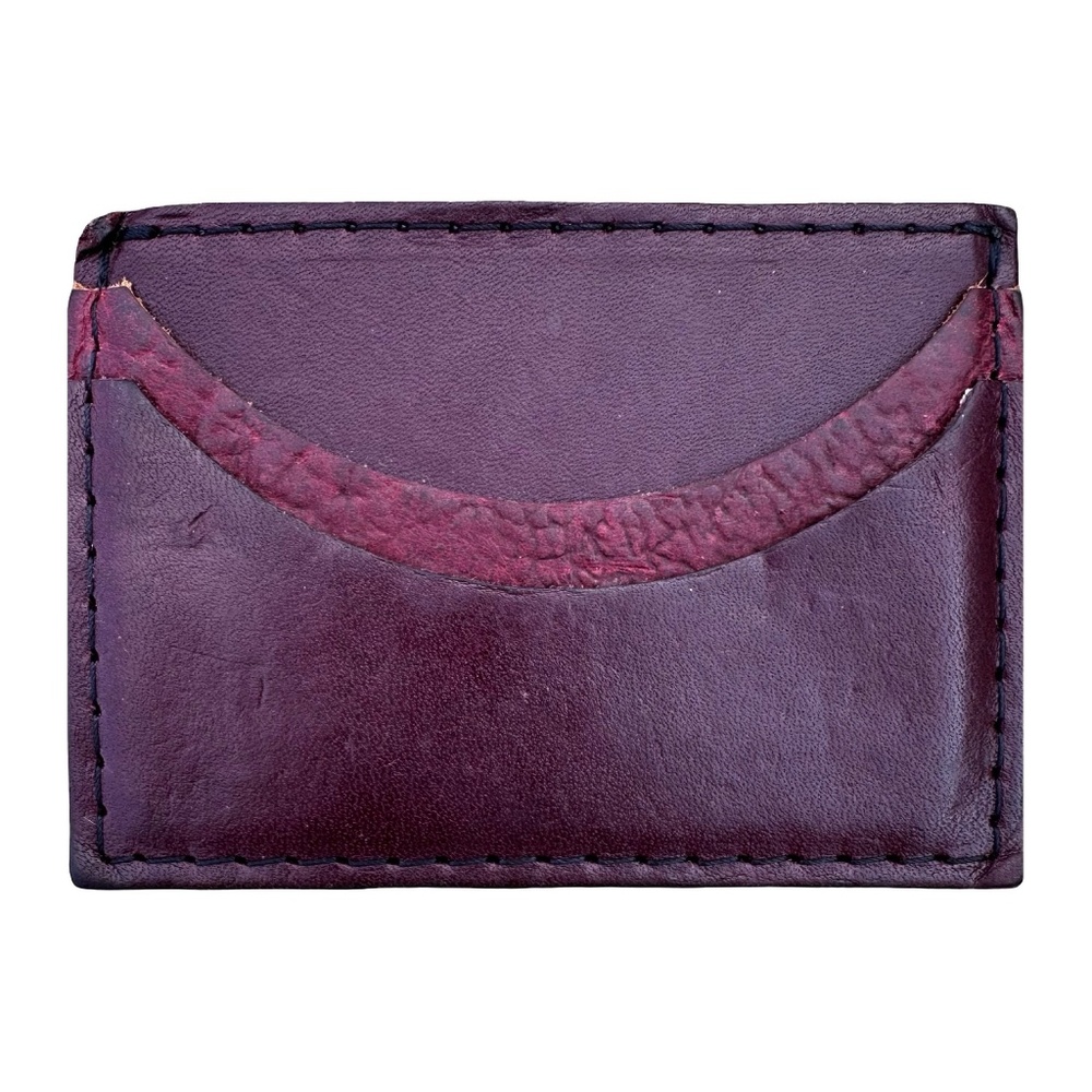 WOLF LEATHERS Vintage Men’s Purple Leather Slim Wallet 4”x 2.5” Card Holder